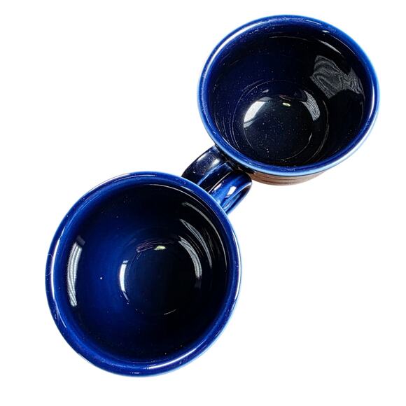 Lot of 2 Fiesta Ware Flat Cups Cobalt Blue HLC USA Replacement - Picture 3 of 7